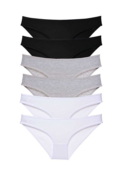 CT STONES 6 Pieces Super Eco Set Lycra Women's Slip Panties Black Gray White