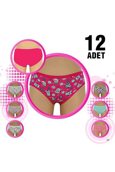 Ethab Ticaret 12 Pieces Girl's Patterned Slip Panties
