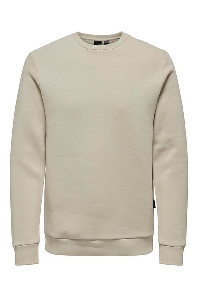 Only & Sons Beige Men's Sweatshirt - 22018683 Onsceres, Crew Neck, Noos