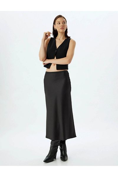 Koton A-line Slim Fit Midi Satin Skirt