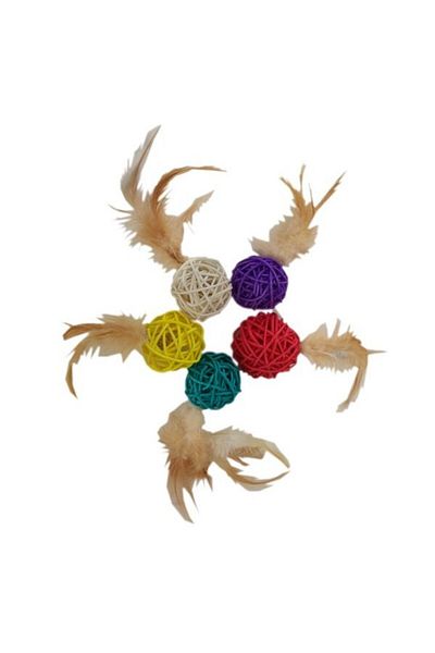 Wovna Cat Toy Colorful Wicker Balls 4*13 cm