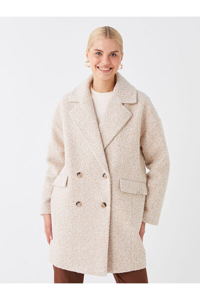 LC Waikiki LCW VisionJacket طوق مستقيم طويل الأكمام معطف كبير الحجم للنساء