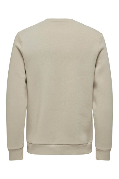 Only & Sons Beige Men's Sweatshirt - 22018683 Onsceres, Crew Neck, Noos