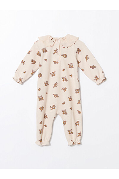 LC Waikiki Ecru Peter Pan collar Floral Baby Girl Romper