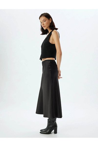 Koton A-line Slim Fit Midi Satin Skirt