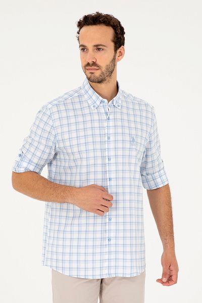 U.S. Polo Assn. Ανδρικό μπλε μακρυμάνικο πουκάμισο 50264414-VR036