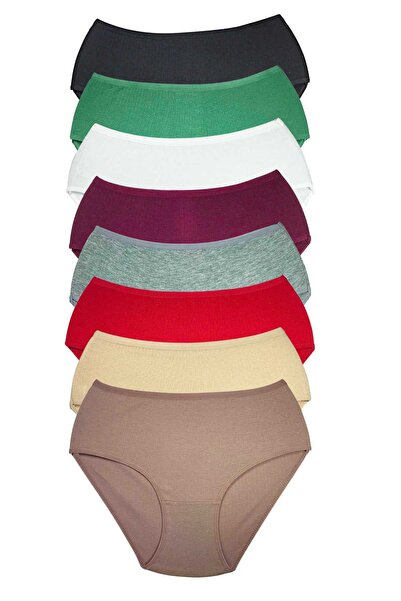 Generic Brand 8 Pieces Women's High Waist Ribbed Bato Panties S009
