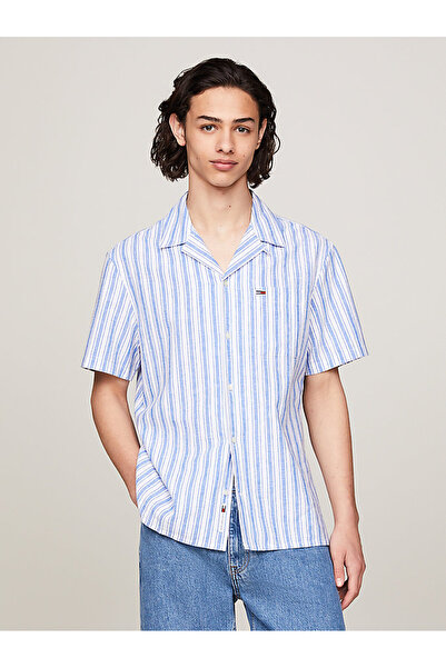 Tommy Hilfiger TOMMY JEANS ERKEK KETEN ÇİZGİLİ KISA KOLLU GÖMLEK