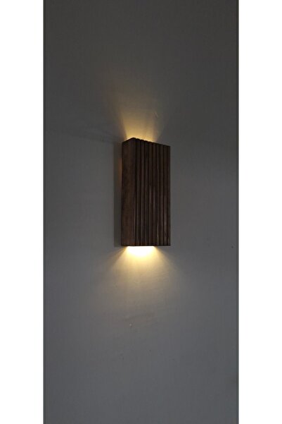 DDTREND Dekoratif Ahşap Ledli Pilli Aplik 20x10 Cm Duvar Balkon Antre Aksesuarı Otel Cafe Villa Bohem