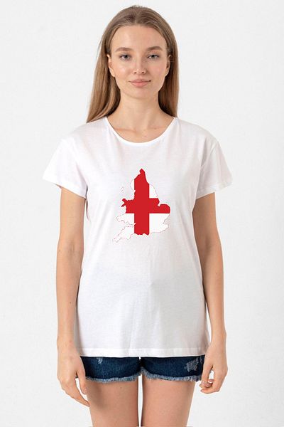 Tshirthane Women's White Bicycle Collar T-Shirt - Euro 24 England