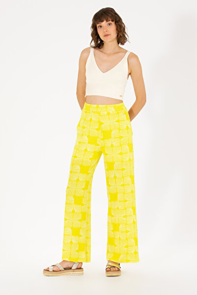 U.S. Polo Assn. Kadın Neon Sarı Örme Pantolon 50264674-VR168