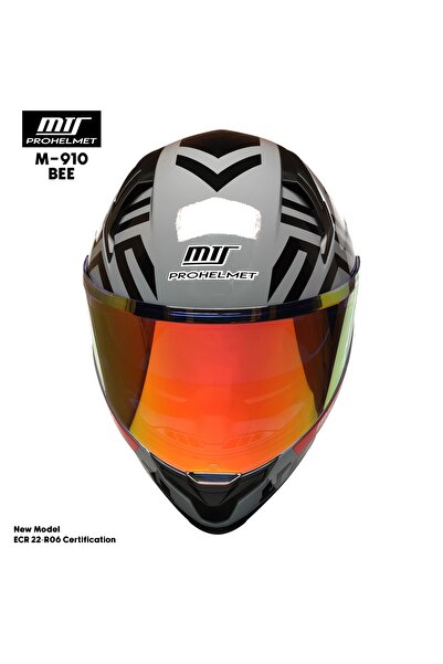 MTS M-910 BEE GÜNEŞ VİZÖRLÜ KASK (KIRMIZI CAMLI)