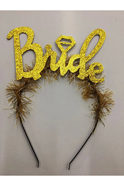 YNT İthalat تاج العروسة ذو اللون الذهبي مع خاتم زفاف مكتوب عليه عبارة "Bachel...