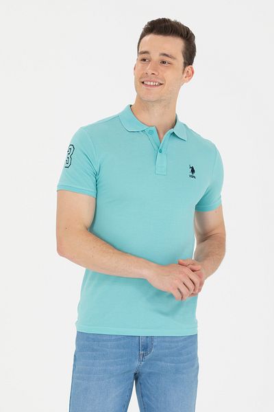 U.S. Polo Assn. Основна мъжка тениска с ментова поло яка