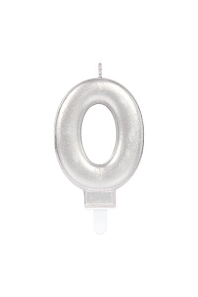 Skygo 0 Number Candle Silver Color