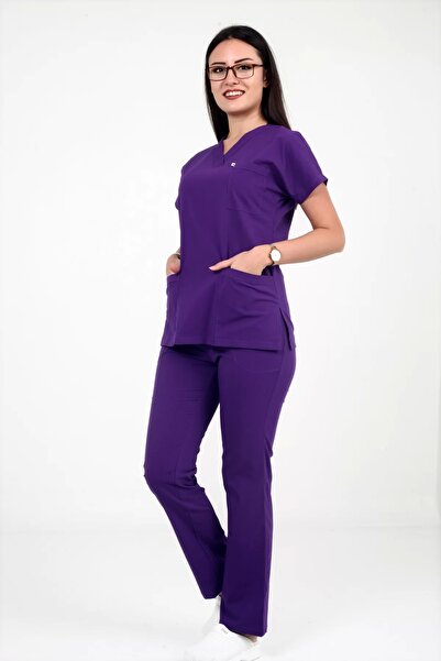 DENİZ İŞ Sea Business Women Linda Yarasakol Purple Color Scrubs Suit