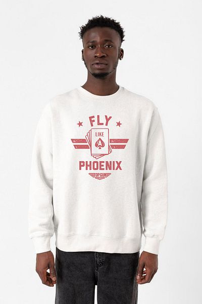 Tshirthane Ανδρικό φούτερ Top Gun Maverick Fly Like A Phoenix White 2ip