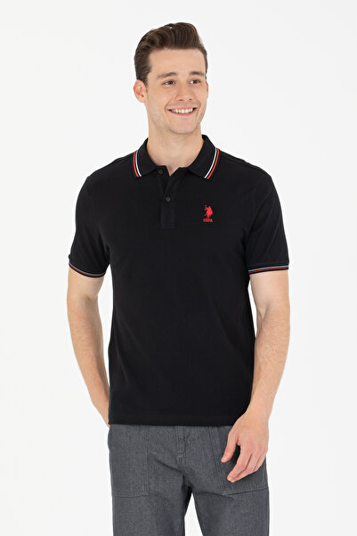 U.S. Polo Assn. Men's Black Basic Polo Neck T-Shirt 50264906 -Vr046