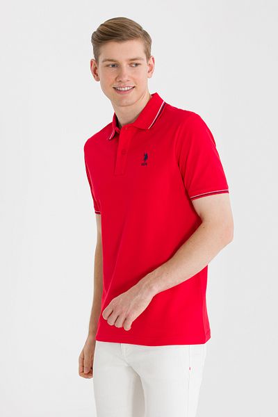 U.S. Polo Assn. Pánské červené tričko Basic Polo Neck 50264906-VR030