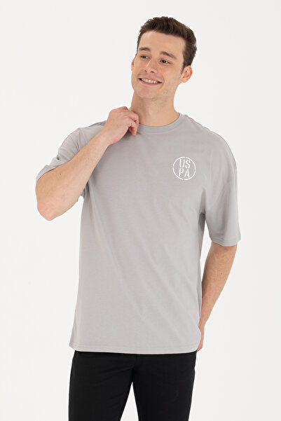 U.S. Polo Assn. Ανδρικό μπλουζάκι με λαιμόκοψη ποδηλατικού τύπου σε γκρι χρώμ...