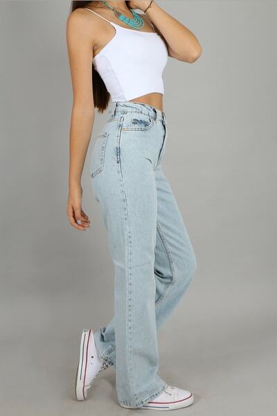 ByCukurovaFrango By-7136 Ice Snow Lycra Super High Waist Loose Jeans Wide Leg...