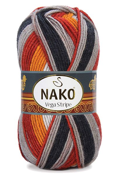NAKO 5 τεμάχια Vega Stripe Premium Ακρυλικό Πλεκτό Μαλλί Νο: 82417