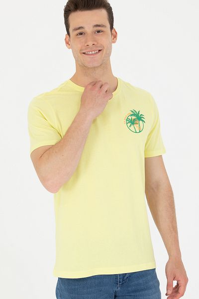 U.S. Polo Assn. Ανδρικό ανοιχτό κίτρινο μπλουζάκι με λαιμόκοψη 50264950-vr004
