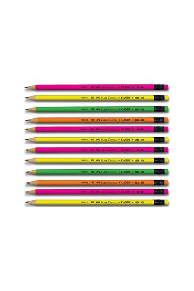 Faber Castell Faber Candy Round Pencil with Eraser 12 Pack (5244112800)