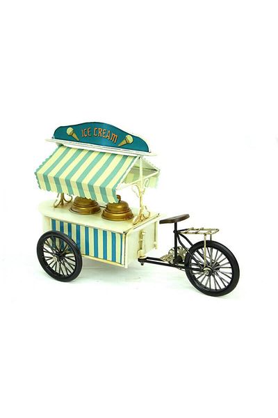 ECOME Decorative Metal Ice Cream Cart Figurine Home Office Gift