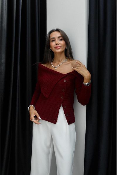 Havoş Bluză cu nasturi în față bordeaux cu gât barcă