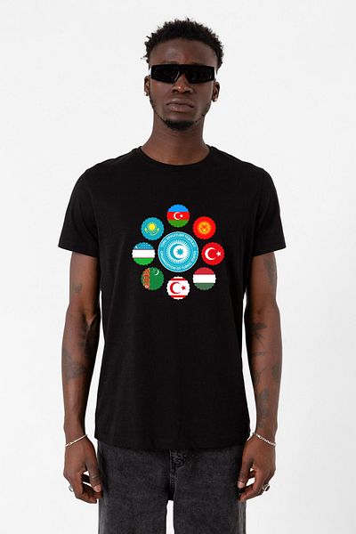 Tshirthane Мъжка черна тениска на Организацията на турските държави