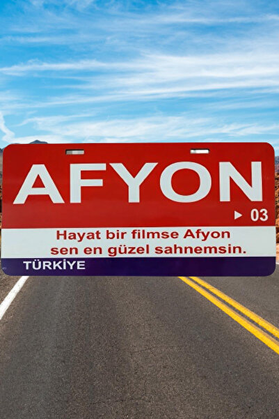 wonderlike Afyon Yazılı Dekor plaka- Sarı Renk Araç İçi Cam Süsü ve Ofis Akse...