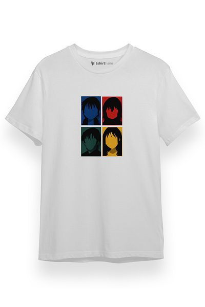 Tshirthane Erased Anime Όλοι οι κύριοι χαρακτήρες Μίνιμαλ Πολύχρωμο Τέχνη Λευκό κοντομάνικο ανδρικό μπλουζάκι
