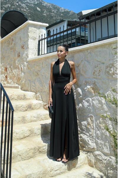 Havoş Halter Neck Black Dress