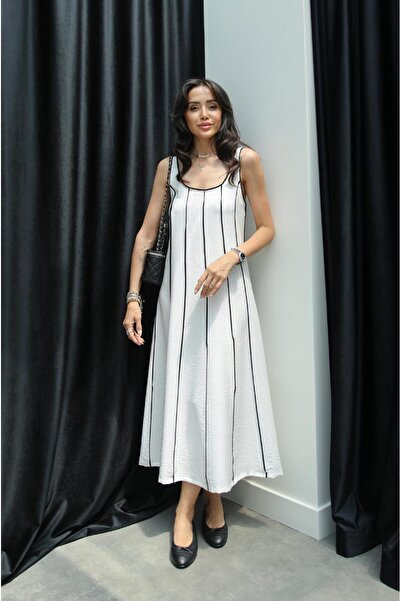 Havoş Φόρεμα Apolo Ecru Χοντρό λουράκι