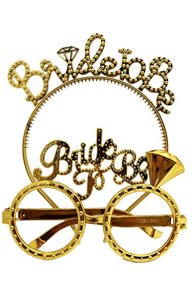 CT STONES طقم نظارات مكتوب عليها تاج العروس إلى العروس إلى العروس باللون الذهبي