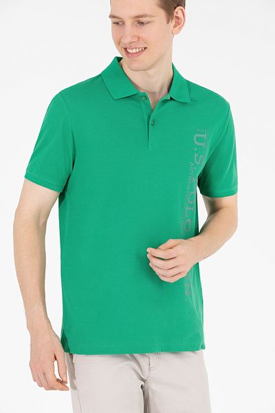 U.S. Polo Assn. Ανδρικό μπλουζάκι με πράσινο γιακά πόλο 50265068-VR054