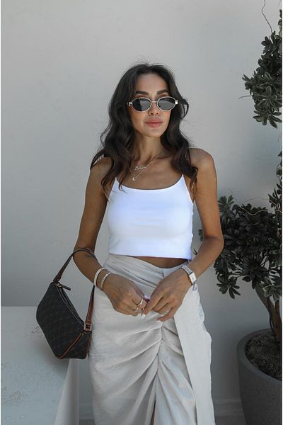 Havoş Basic Crop με λουράκι λευκό σχοινί