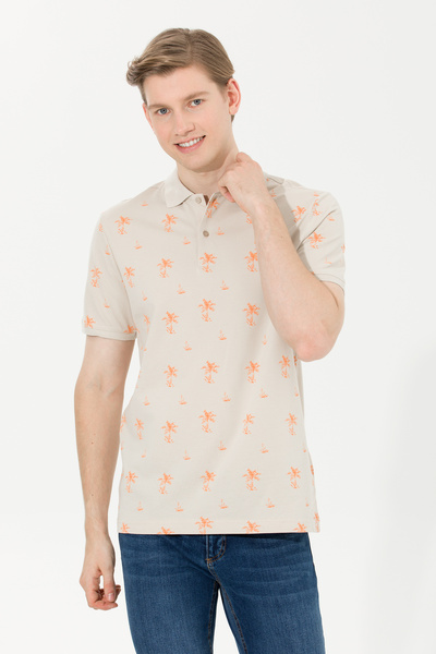 U.S. Polo Assn. US Polo Assn.Men's Camel Polo Collar T-Shirt