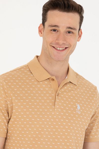 U.S. Polo Assn. Ανδρικό μπλουζάκι Camel Polo Neck 50265024 -vr015