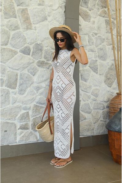 Havoş Rochie ajurata cu model ecru