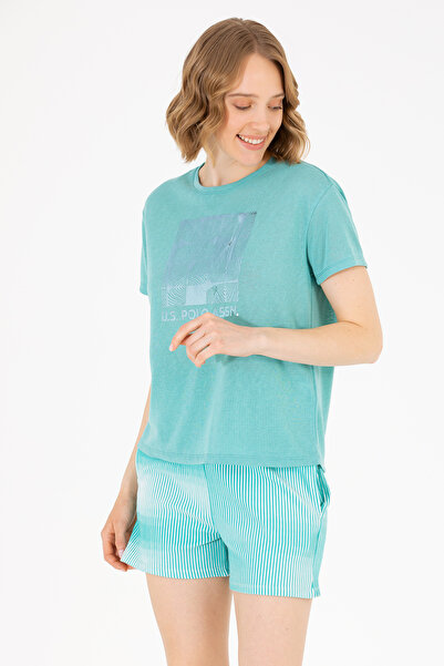 U.S. Polo Assn. تي شيرت نسائي برقبة دائرية بلون النعناع 50265366-VR090