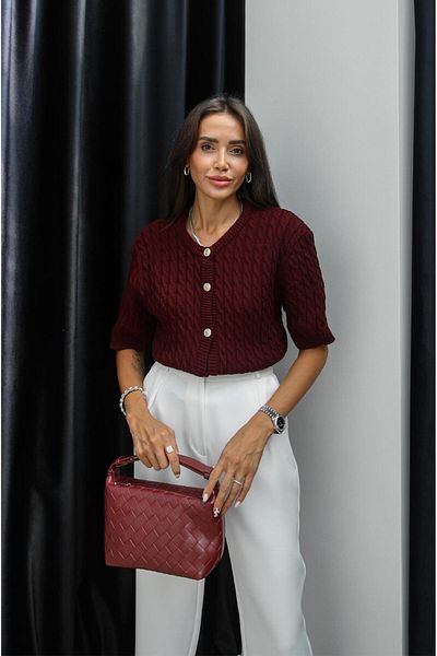 Havoş Cardigan cu mânecă scurtă Gallia Burgundy