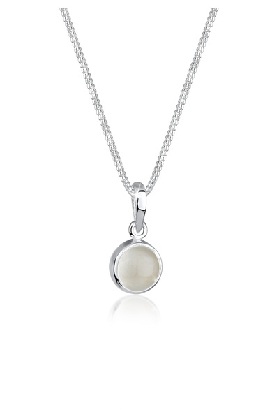 ELLI Halskette Damen Anhänger rund mit Mondstein in 925 Sterling Silber