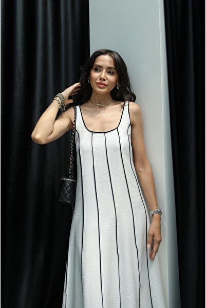 Havoş Φόρεμα Apolo Ecru Χοντρό λουράκι