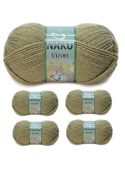 NAKO Vizon Premium 5 τεμάχια ακρυλικό πλεκτό χειρός - μαλλί κλωστής Χρώμα No:268 Army Green