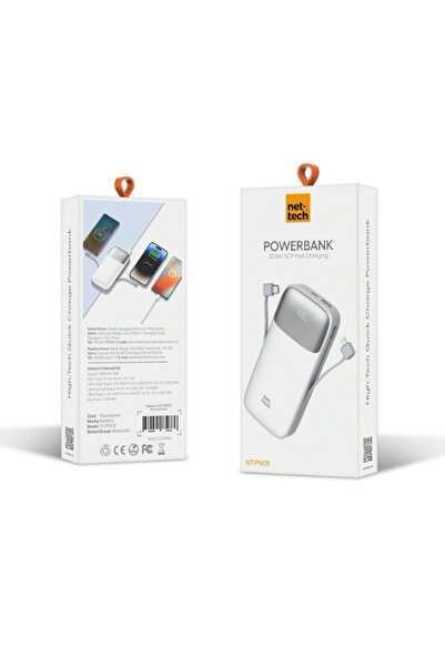 Nettech Nt-pw31 Scp 22.5w 20000 Mah Taşınabilir Hızlı Şarj Aleti Powerbank Beyaz