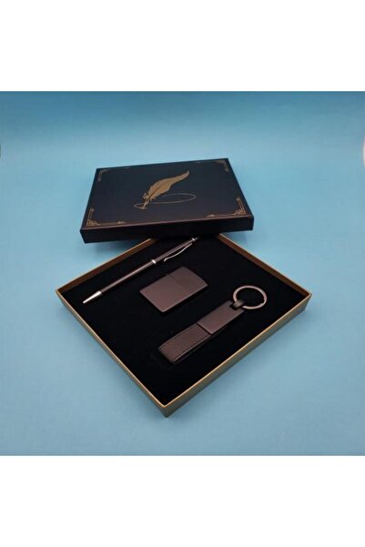 HSDemirci Black Keychain Lighter Ballpoint Pen Decorative Gift