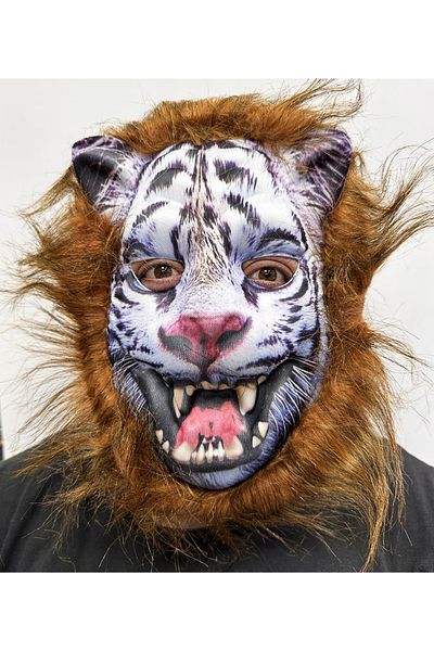 CEKAVE Mega Plush Brown Wolf Mask - Hair and Teeth, Dog Collar, No 12