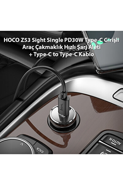 Genel Markalar Z53 Sight Single Pd30w Type-c Girişli Araç Çakmaklık Hızlı Şarj Aleti Type-c To Type-c Kablo